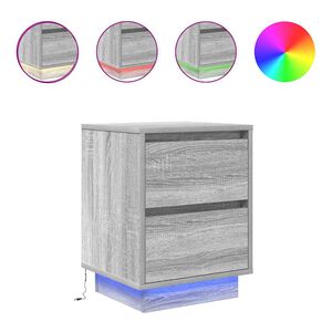 vidaXL &ouml;&ouml;kapid LED-tuledega 2 tk, hall Sonoma tamm, 38x34x50 cm