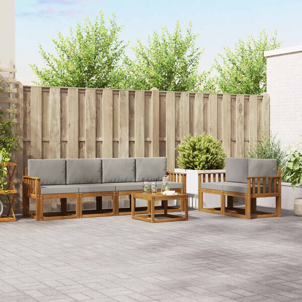 vidaXL V&auml;li diivanikomplekt padjaga 7 pcs Looduslik ja Hele Hall