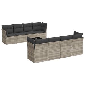 vidaXL 9-osaline aiadiivani komplekt patjadega, helehall, pol&uuml;rotang