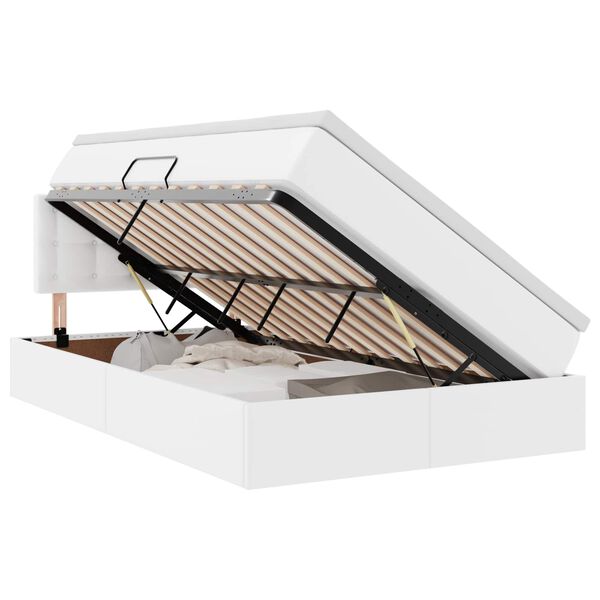 vidaXL LED-valgusega hoiuvoodi madratsiga Valge 120 x 190 cm Kunstnahk