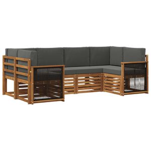 vidaXL Nurgadiivanikomplekt padjaga 5 pcs Looduslik ja antriit
