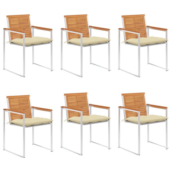 vidaXL aiatoolid patjadega, 6 tk, akaatsiapuit