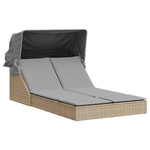 vidaXL kahekohaline p&auml;evitustool varikatuse ja istmepatjadega, beež