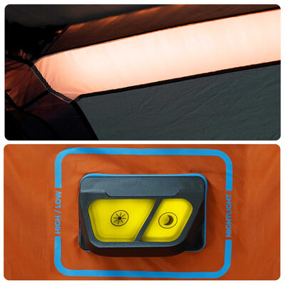 vidaXL matkatelk LED-tuledega 6-kohaline hall/oranž