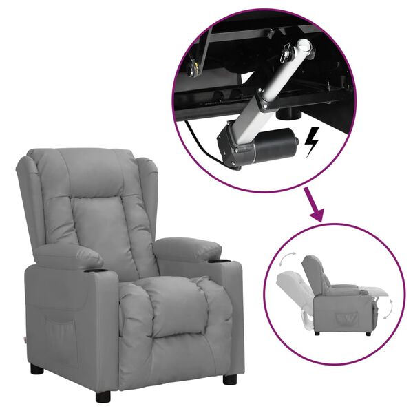 vidaXL püsti tõusmist toetav tugitool, hall, kunstnahk