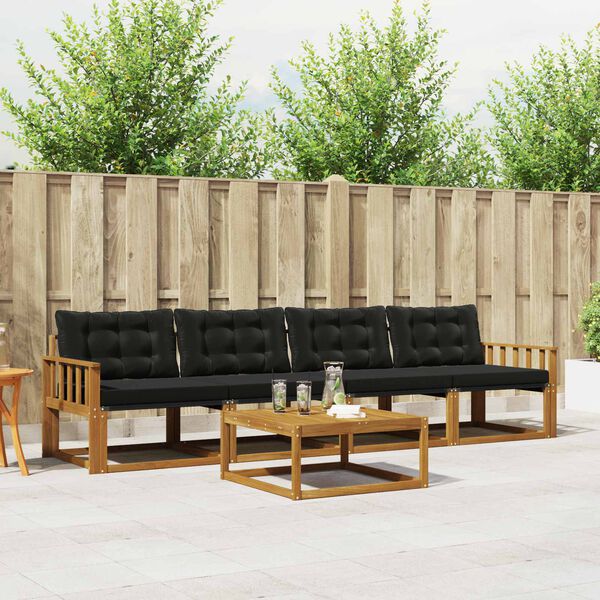 vidaXL V&auml;li diivanikomplekt padjaga 5 pcs Looduslik ja must