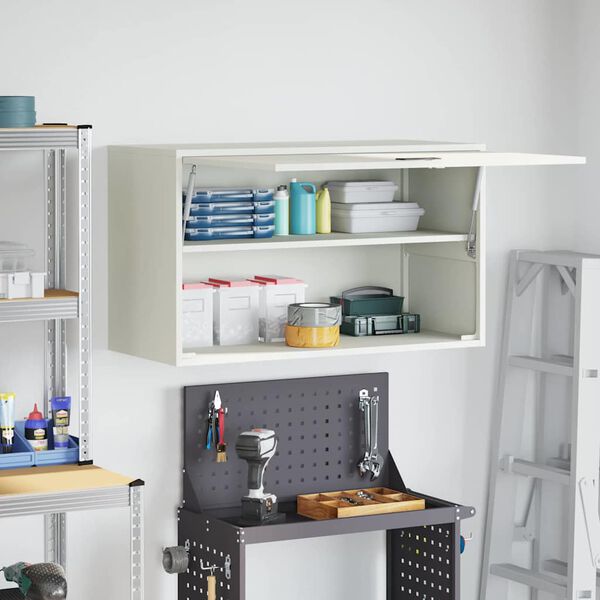 vidaXL Garage'i seina kapp Valge 90 x 40 x 53 cm Pulberkattega teras