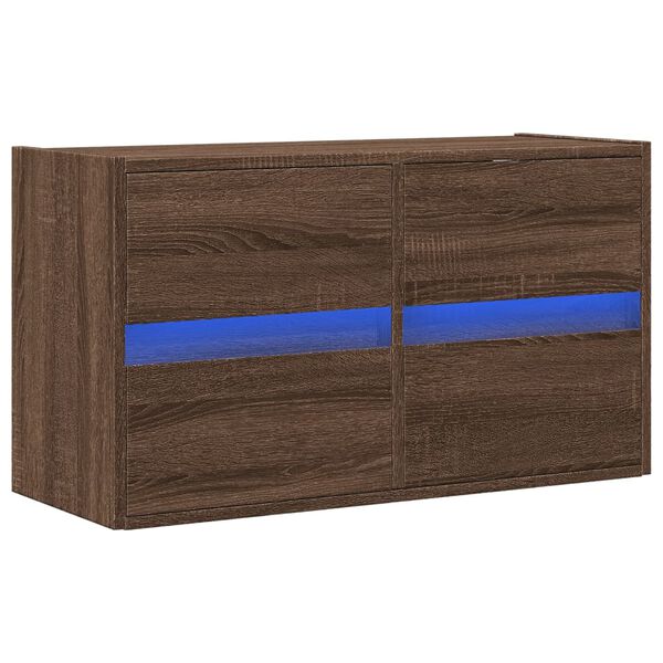 vidaXL teleri seinakapp LED-tuledega, pruun tamm, 80 x 31 x 45 cm