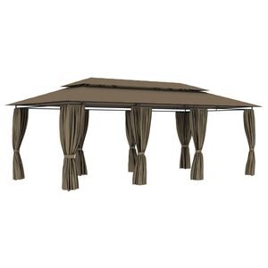 vidaXL varikatus kardinatega, 600 x 298 x 270 cm, pruunikas, 180 g/m&sup2;