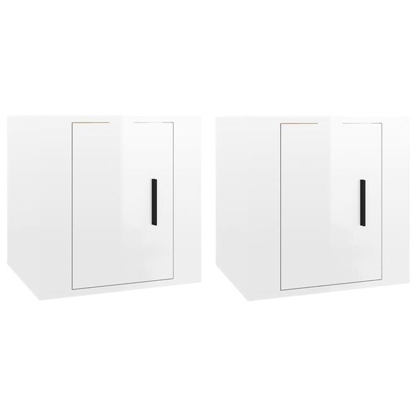 vidaXL seina telerikapid, 2 tk, kõrgläikega valge, 40x34,5x40 cm