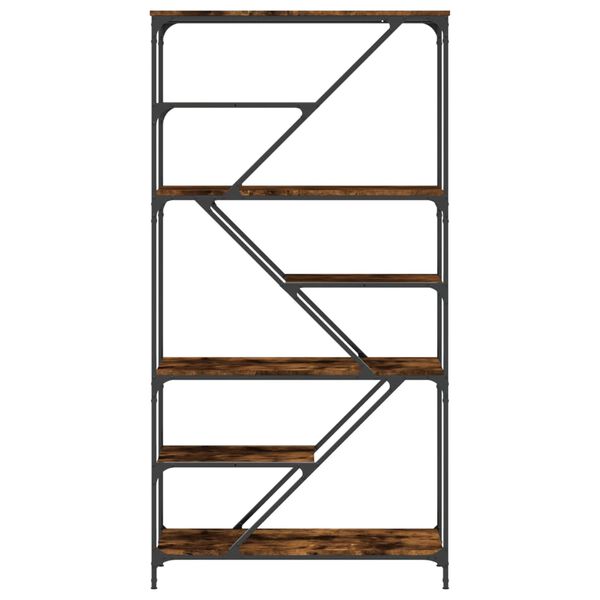 vidaXL raamaturiiul, suitsutamm, 91 x 36 x 176 cm, tehispuit ja teras