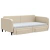 vidaXL diivanvoodi väljatõmmatava osaga, kreemjas, 100x200 cm, kangas