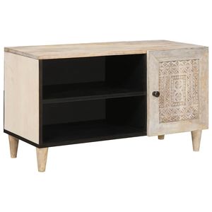 vidaXL TV &Uuml;ksused riiuliga uksega Valge 80 x 33 x 46 cm Tehispuit