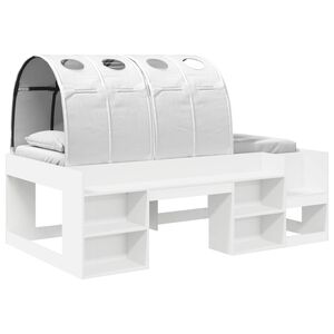 vidaXL Voodi raam tunneliga riiuliga 3 pcs Valge Tehispuit