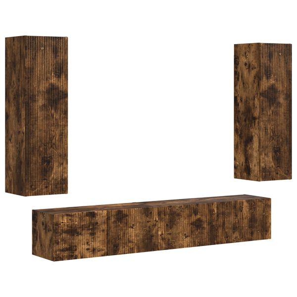 vidaXL Telerikapi komplekt 3 pcs Suitsetatud tamm Tehispuit