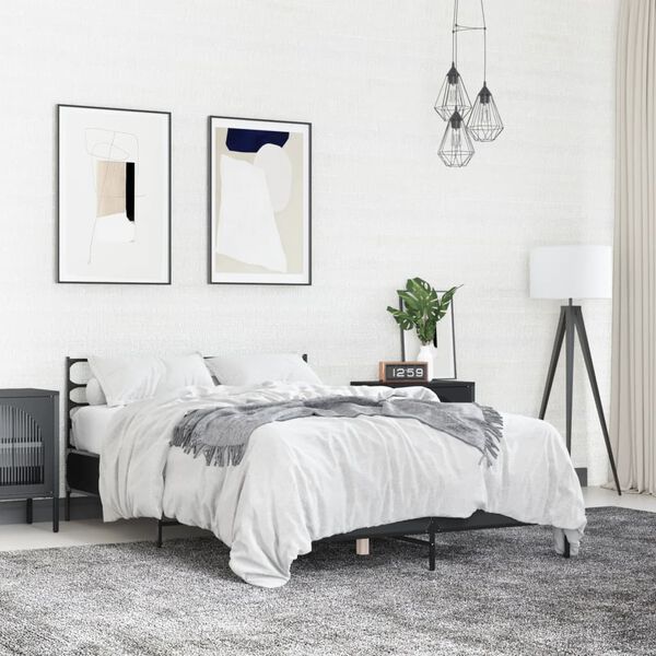 vidaXL voodiraam, must, 120 x 190 cm, tehispuit ja metall