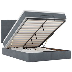 vidaXL ottomani voodi madratsitega ja LED, tumehall, 140x190cm, samet