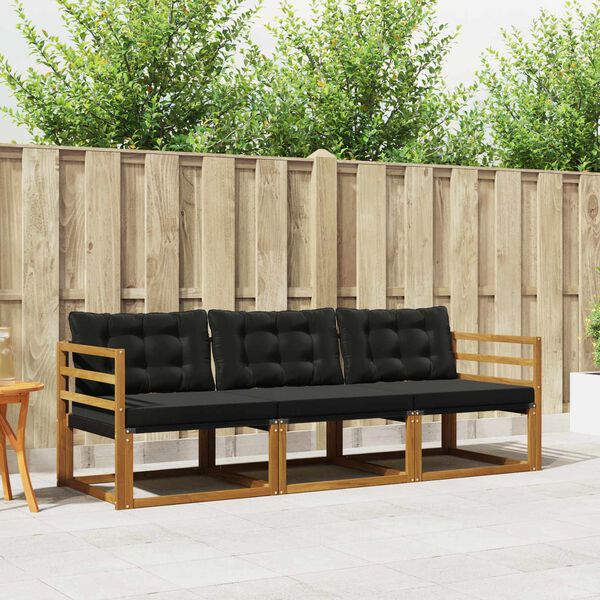 vidaXL V&auml;li diivanikomplekt padjaga 3 pcs Looduslik ja must