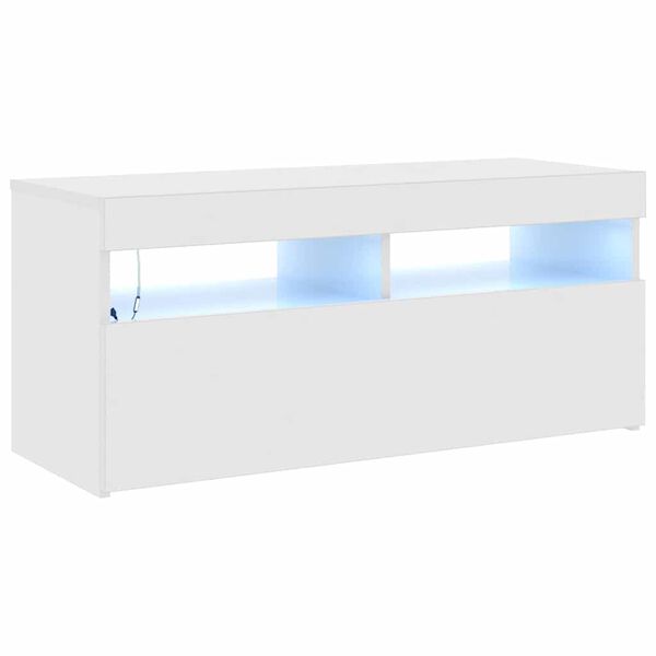 vidaXL telerialus LED-tuledega, kõrgläikega valge, 90 x 35 x 40 cm