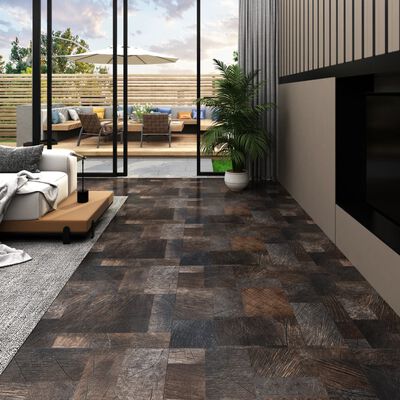 vidaXL PVC-st põrandaplaat, iseliimuv, 5,11 m², puidustruktuur, pruun