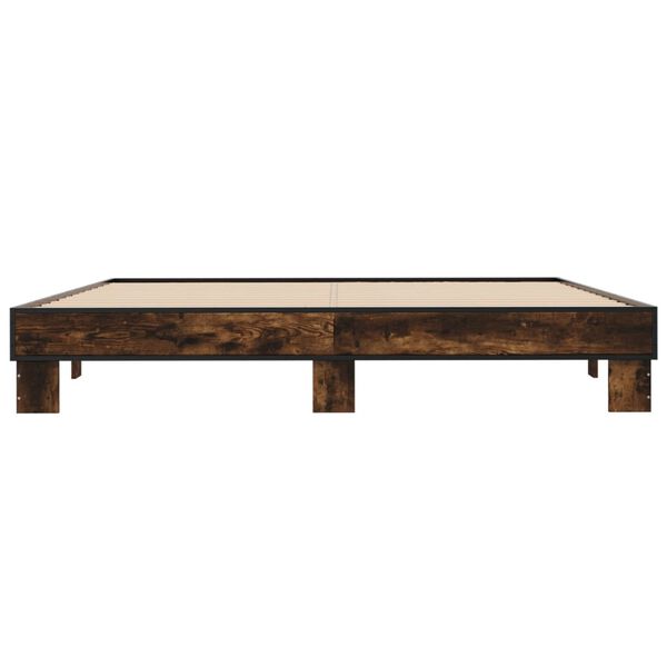 vidaXL voodiraam, suitsutatud tamm, 160 x 200 cm, tehispuit ja metall