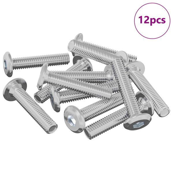 vidaXL Lukustus Kruvi &Uuml;ksv&auml;rviline 12 pcs H&otilde;bedane M6 x 30 mm Teras