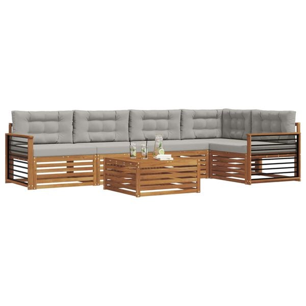 vidaXL V&auml;li diivanikomplekt padjaga 6 pcs Looduslik ja Hele Hall