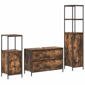 vidaXL Vannitoa m&ouml;&ouml;bleset sahtliga 3 pcs Suitsetatud tamm Tehispuit