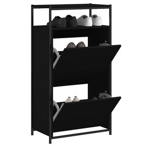 vidaXL jalatsikapp, must, 60 x 34 x 112 cm, tehispuit