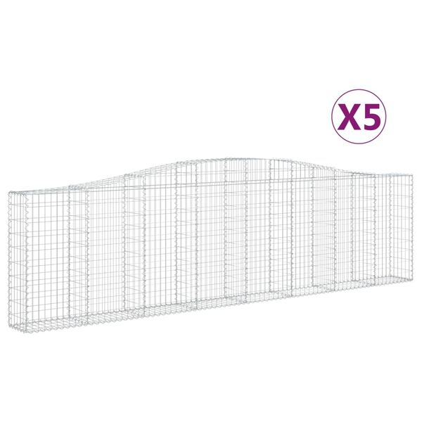 vidaXL kaarekujulised gabioonkorvid 5 tk, 400x30x100/120 cm, raud