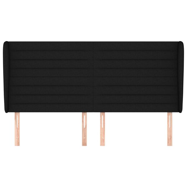 vidaXL voodipeats servadega, must, 203x23x118/128 cm, kangas