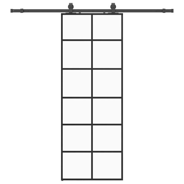 vidaXL liuguks tarvikutega, must, 76 x 205 cm, ESG-klaas