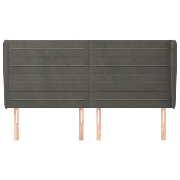 vidaXL voodipeats servadega, tumehall, 203x23x118/128 cm, samet