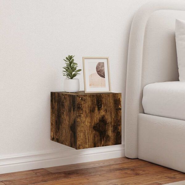 vidaXL teleri seinakapp LED-tuledega, suitsutamm, 30,5 x 35 x 30 cm