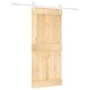 vidaXL Libisev uks Looduslik ja Valge 90 x 210 cm Tahke m&auml;nnipuit