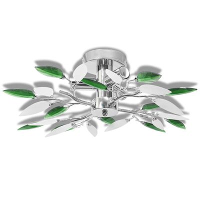 Valge ja roheline akrüülkristallist laelamp kuplitega 3 tk