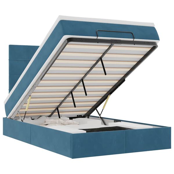 vidaXL Ottomani voodiraam madratsitega, tumesinine, 120x190 cm, samet