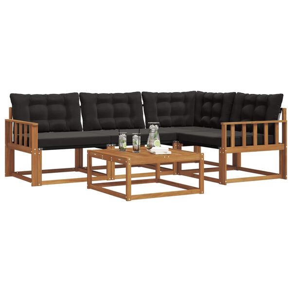 vidaXL V&auml;li diivanikomplekt padjaga 5 pcs Looduslik ja must