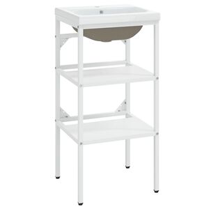 vidaXL valamuraam sisseehitatud valamuga, valge, raud