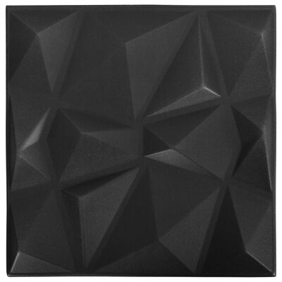 vidaXL 3D seinapaneelid, 24 tk, 50x50 cm, teemantmust, 6 m²