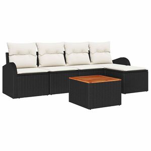 vidaXL Aia Diivanikomplekt padjaga 6 pcs Must pol&uuml;rotang