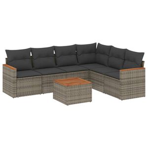 vidaXL 7-osaline aiadiivani komplekt patjadega, hall, pol&uuml;rotang