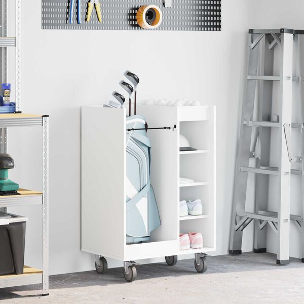 vidaXL Golfikapp rattaga &Uuml;ksv&auml;rviline Valge 65 x 45 x 98 cm