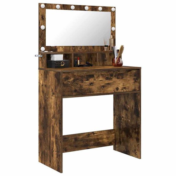 vidaXL Magamistoa meikimislaudade Suitsetatud tamm 80 x 39,6 x 135 cm