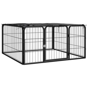 vidaXL koera m&auml;nguaedik 4 paneeli must 100x50 cm pulberv&auml;rvitud teras