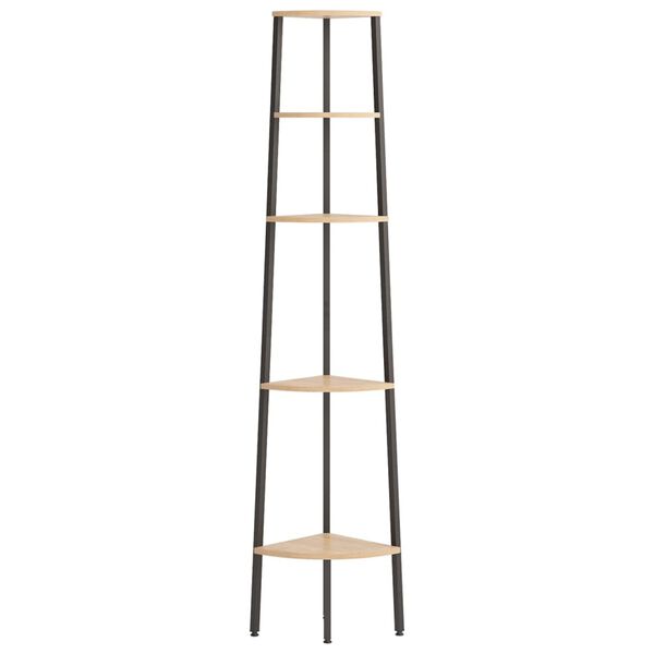 vidaXL 5 riiuliga nurgariiul, helepruun ja must, 45,5 x 31,5 x 180 cm