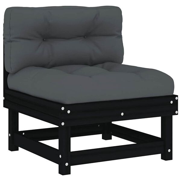 vidaXL keskmine diivaniosa patjadega, must, männipuit