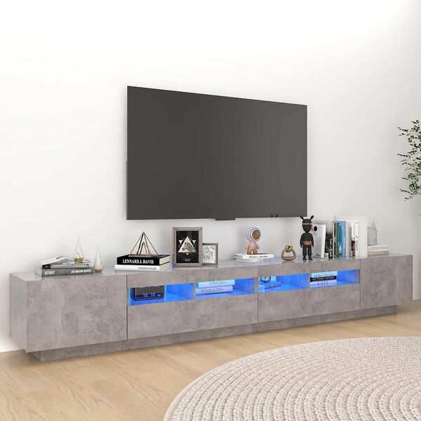vidaXL telerialus LED-tuledega, betoonhall, 260 x 35 x 40 cm