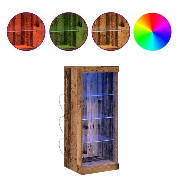 vidaXL LED Kummuti LED-ribadega Vana puit 41 x 37 x 100 cm Tehispuit