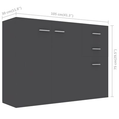 vidaXL puhvetkapp, hall 105 x 30 x 75 cm, puitlaastplaat